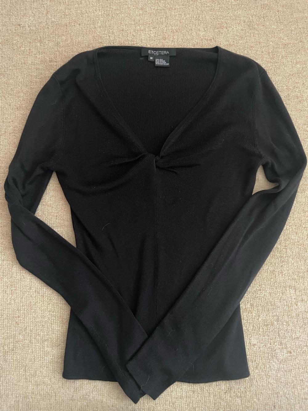 Etcetera Black Twist-Front Long-Sleeve Top